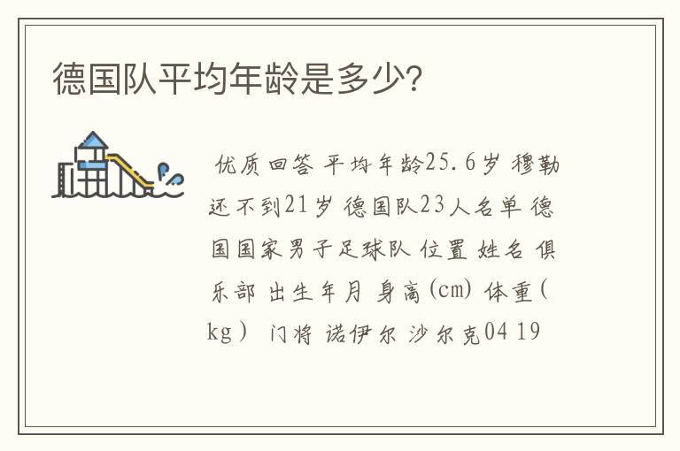 德国队平均年龄是多少?