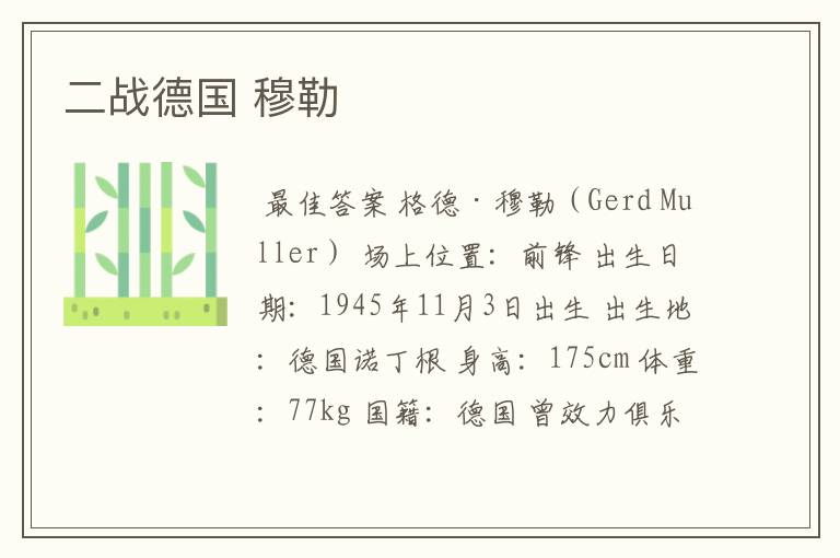 二战德国 穆勒