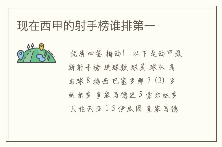 现在西甲的射手榜谁排第一