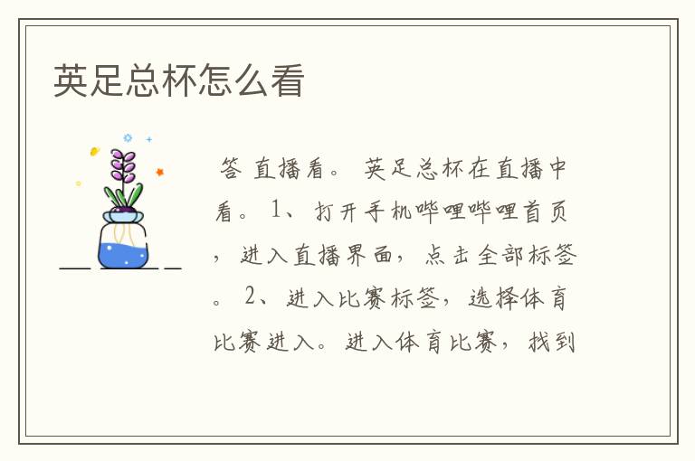 英足总杯怎么看