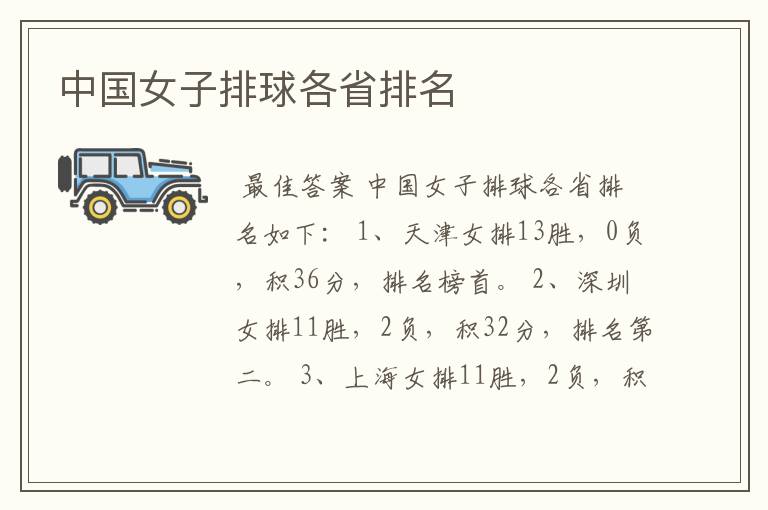 中国女子排球各省排名