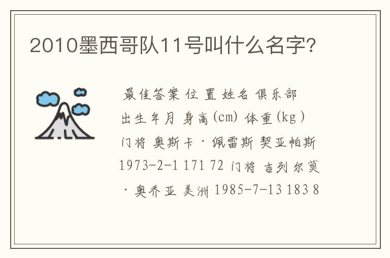 2010墨西哥队11号叫什么名字?