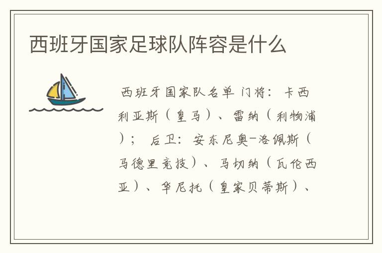 西班牙国家足球队阵容是什么