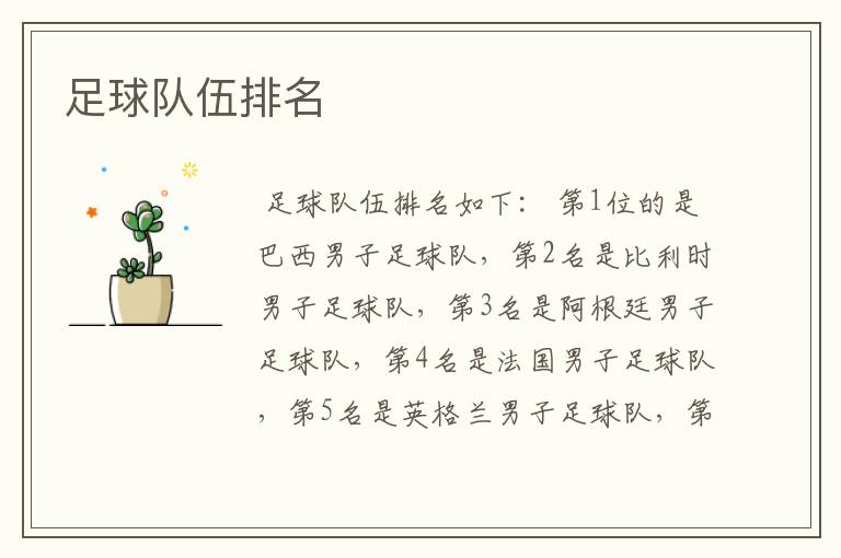 足球队伍排名