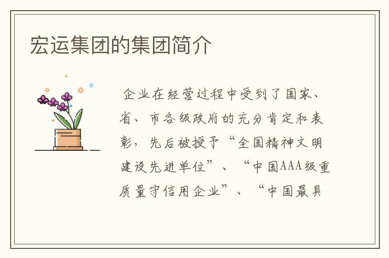 宏运集团的集团简介