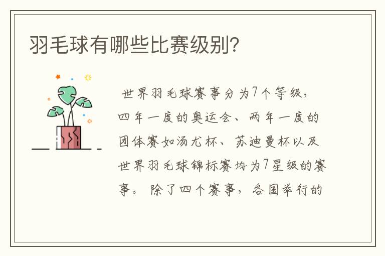 羽毛球有哪些比赛级别?
