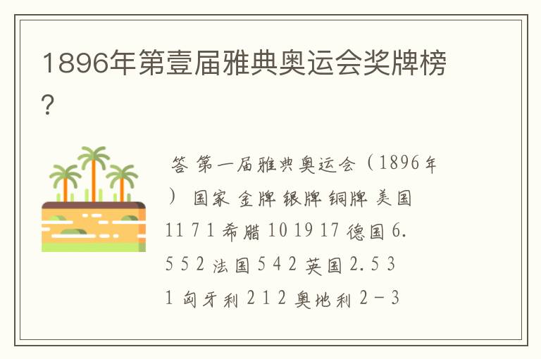 1896年第壹届雅典奥运会奖牌榜?