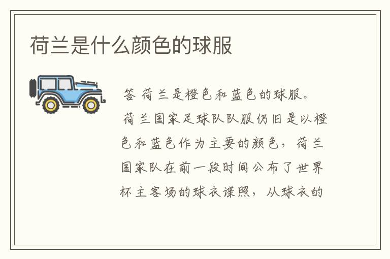 荷兰是什么颜色的球服
