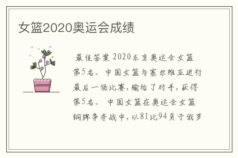 女篮2020奥运会成绩