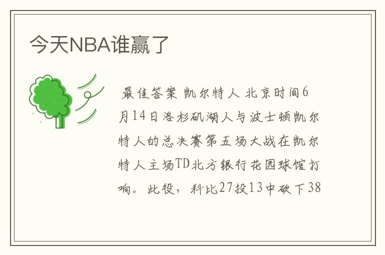 今天NBA谁赢了