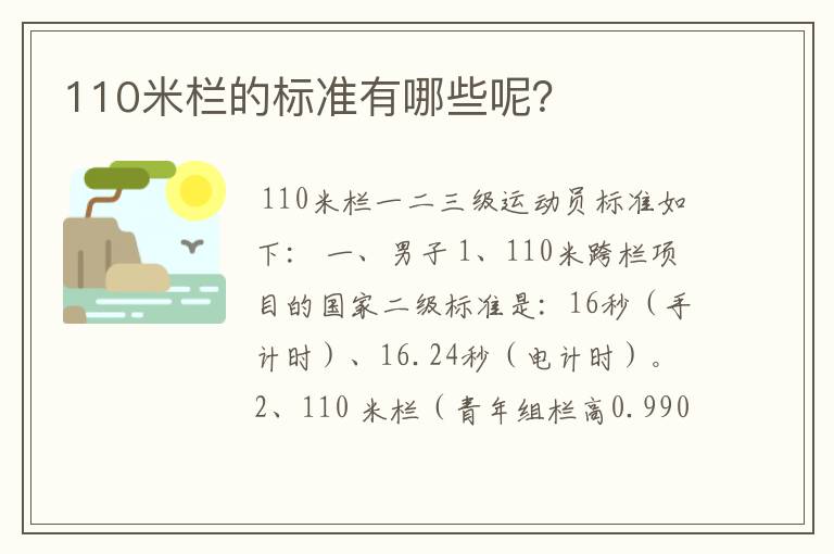 110米栏的标准有哪些呢?