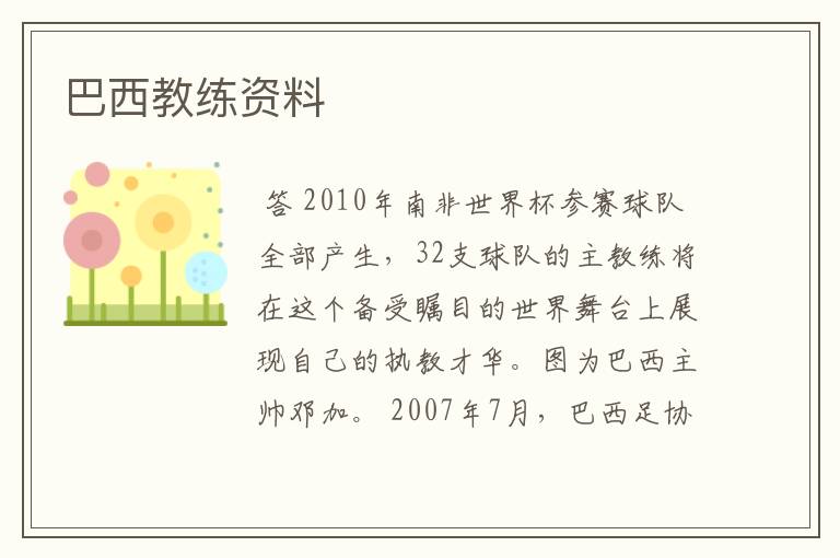 巴西教练资料