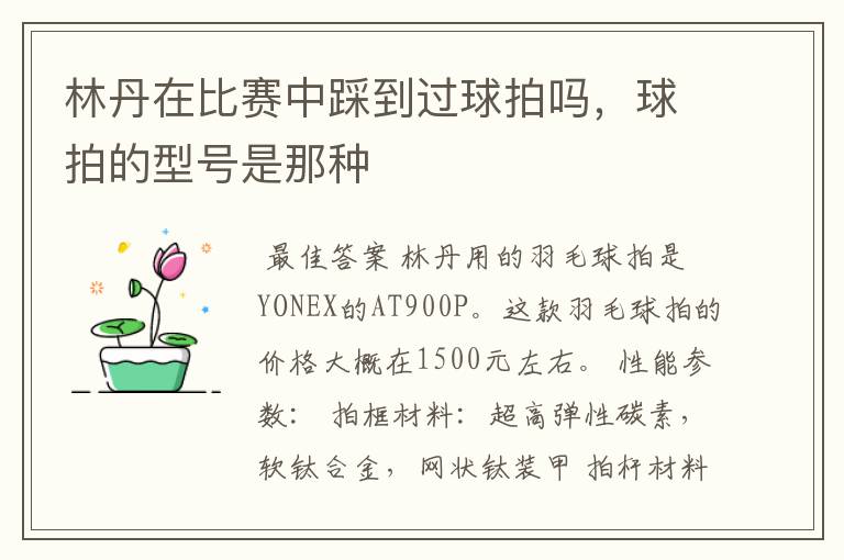 林丹在比赛中踩到过球拍吗,球拍的型号是那种