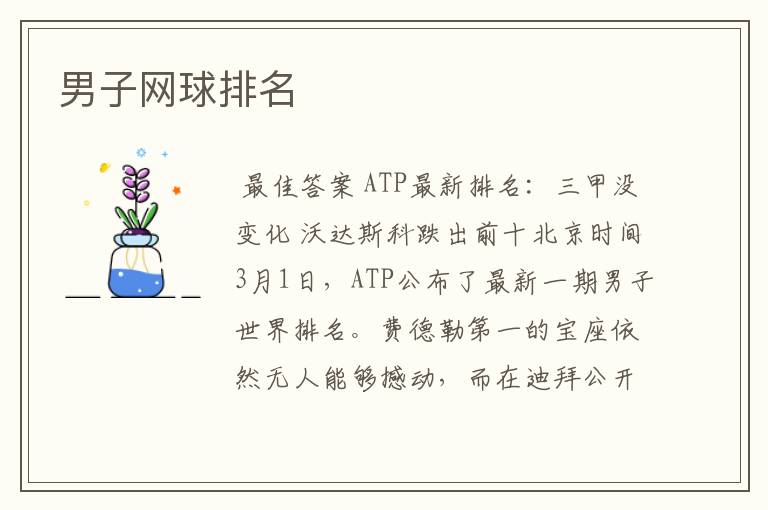 男子网球排名