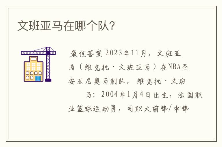 文班亚马在哪个队?