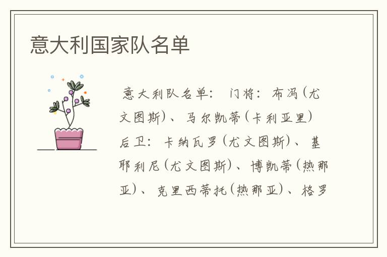 意大利国家队名单