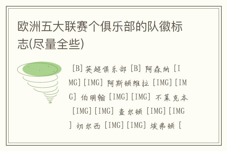 欧洲五大联赛个俱乐部的队徽标志(尽量全些)