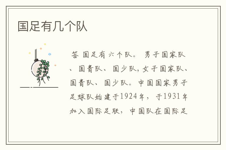 国足有几个队