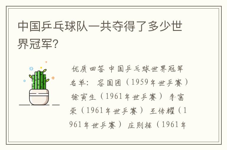 中国乒乓球队一共夺得了多少世界冠军?