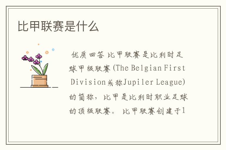 比甲联赛是什么