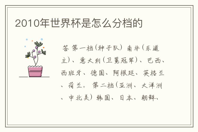 2010年世界杯是怎么分档的