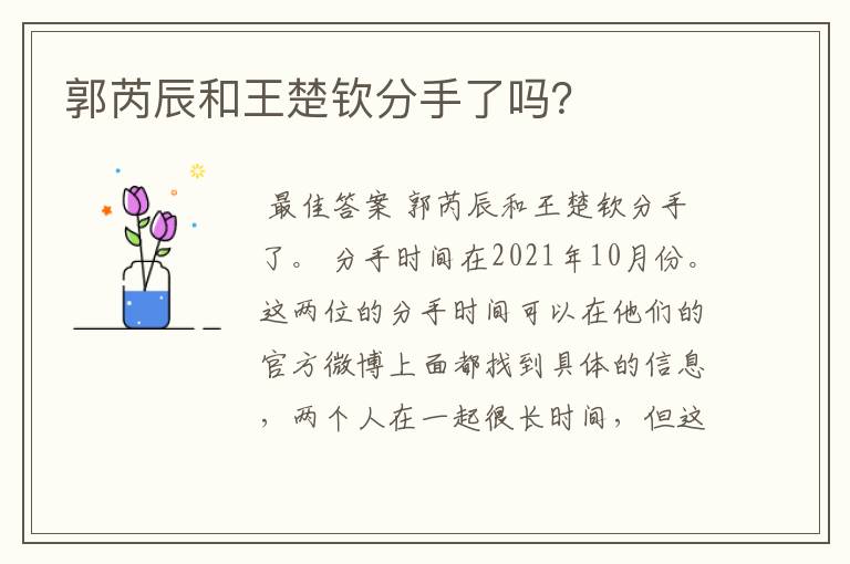 郭芮辰和王楚钦分手了吗?