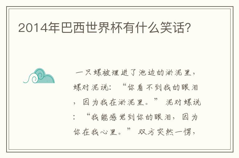 2014年巴西世界杯有什么笑话?