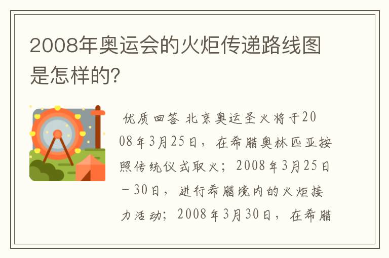 2008年奥运会的火炬传递路线图是怎样的?