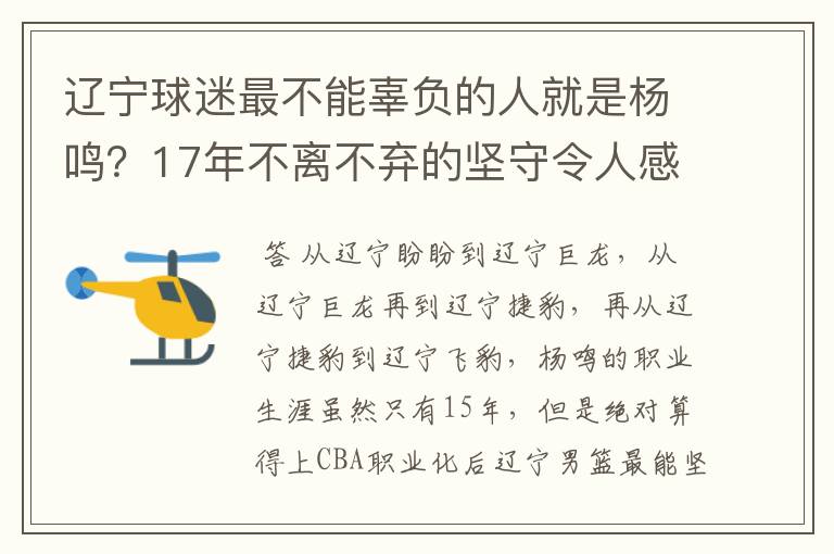 辽宁球迷最不能辜负的人就是杨鸣?17年不离不弃的坚守令人感动