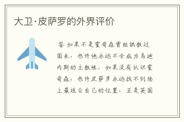 大卫·皮萨罗的外界评价