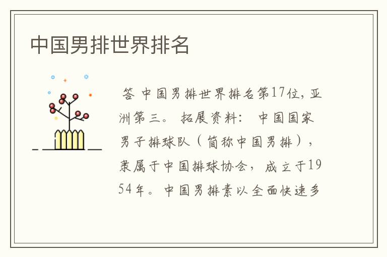 中国男排世界排名