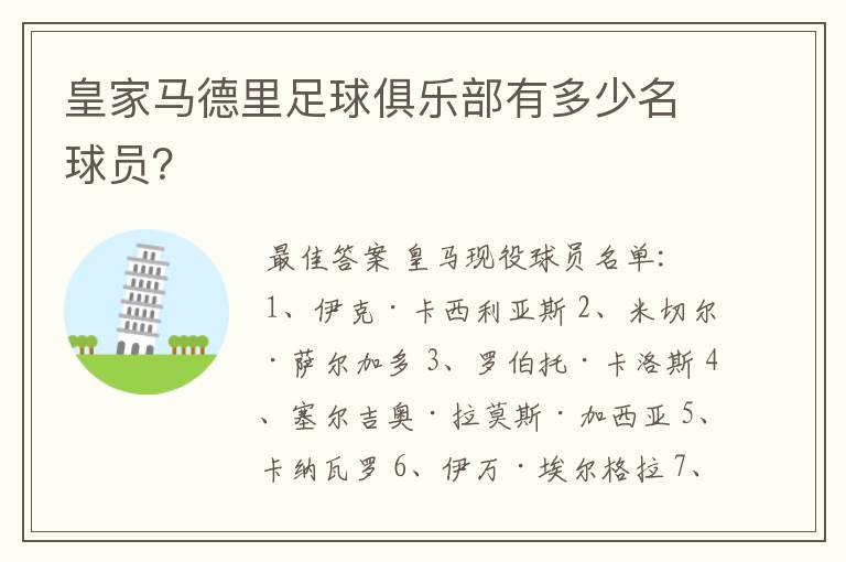 皇家马德里足球俱乐部有多少名球员?