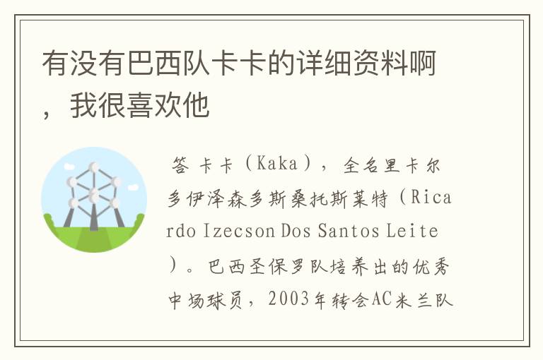 有没有巴西队卡卡的详细资料啊,我很喜欢他