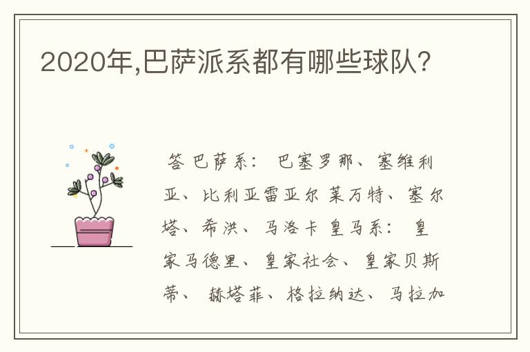 2020年,巴萨派系都有哪些球队?