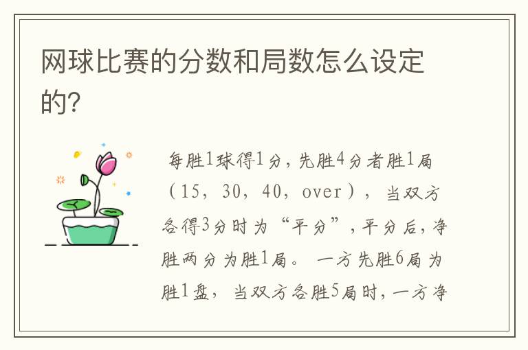 网球比赛的分数和局数怎么设定的?
