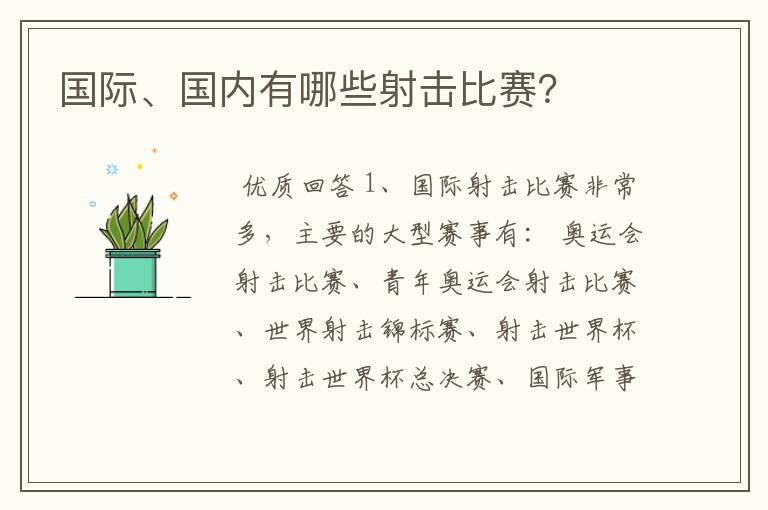 国际、国内有哪些射击比赛?