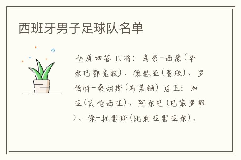 西班牙男子足球队名单
