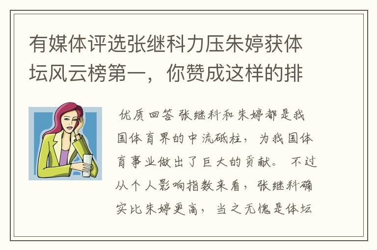 有媒体评选张继科力压朱婷获体坛风云榜第一,你赞成这样的排名吗?