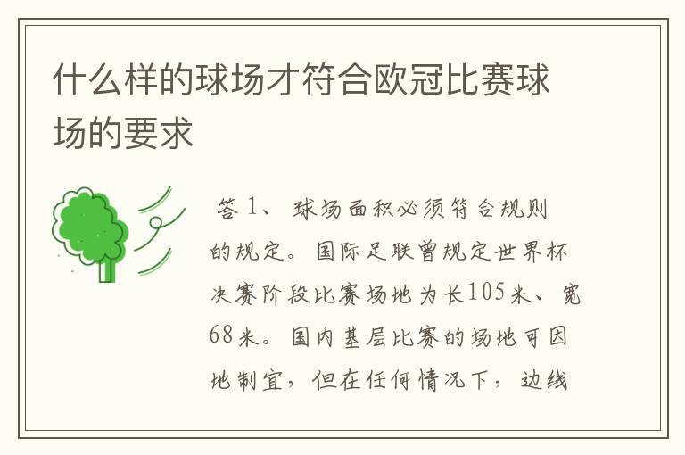 什么样的球场才符合欧冠比赛球场的要求