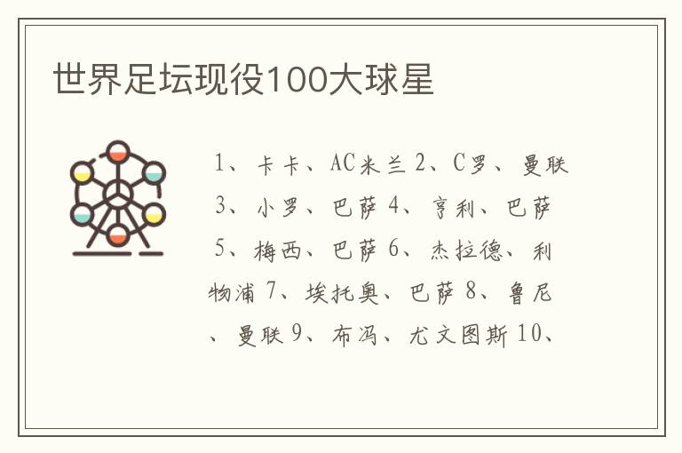 世界足坛现役100大球星