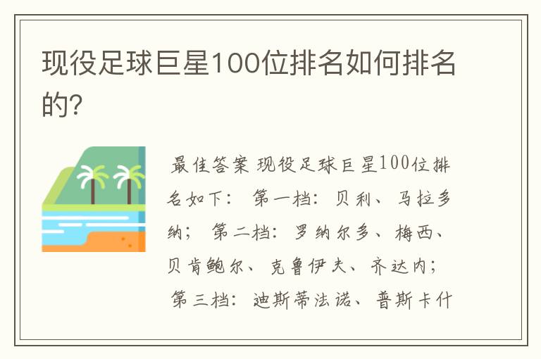 现役足球巨星100位排名如何排名的?