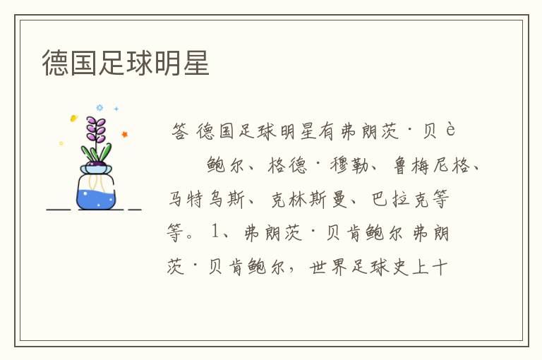 德国足球明星
