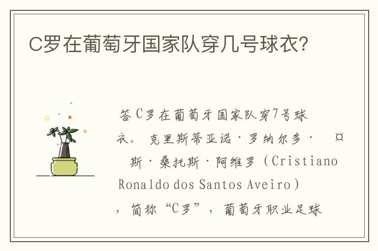 C罗在葡萄牙国家队穿几号球衣?