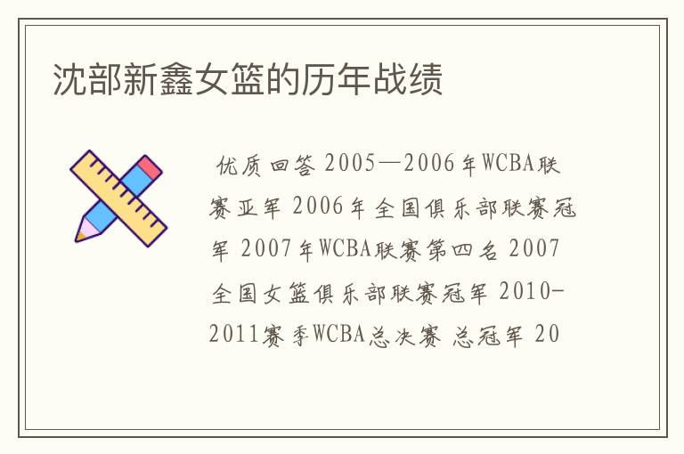 沈部新鑫女篮的历年战绩