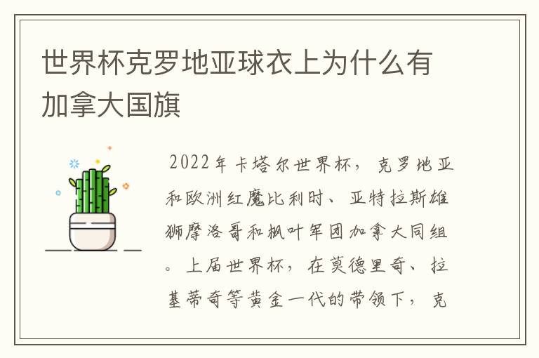 世界杯克罗地亚球衣上为什么有加拿大国旗