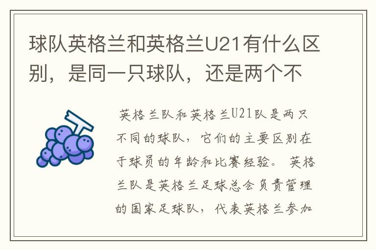 球队英格兰和英格兰U21有什么区别,是同一只球队,还是两个不同的球队