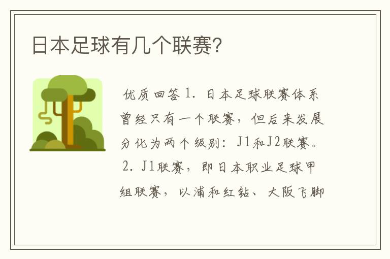 日本足球有几个联赛?