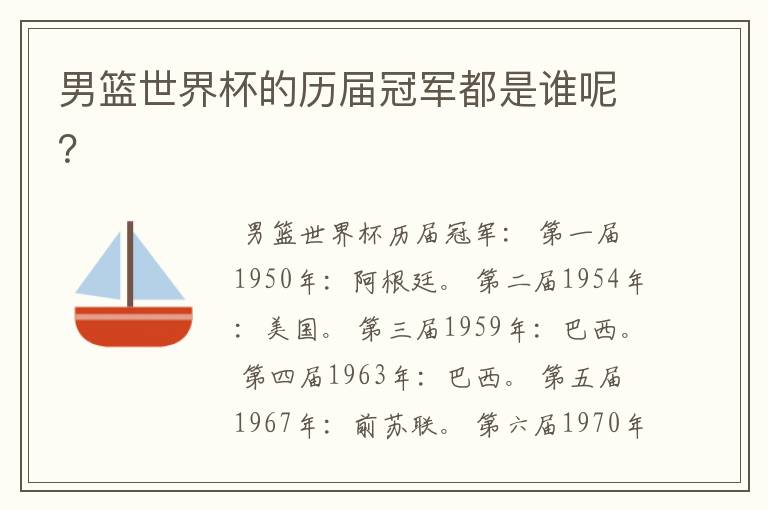 男篮世界杯的历届冠军都是谁呢?