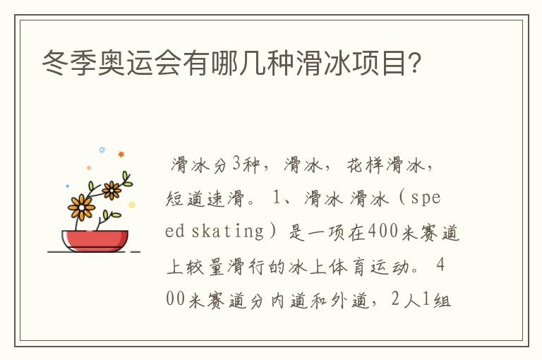 冬季奥运会有哪几种滑冰项目?