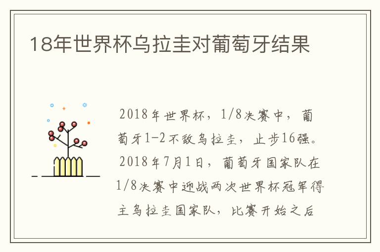 18年世界杯乌拉圭对葡萄牙结果